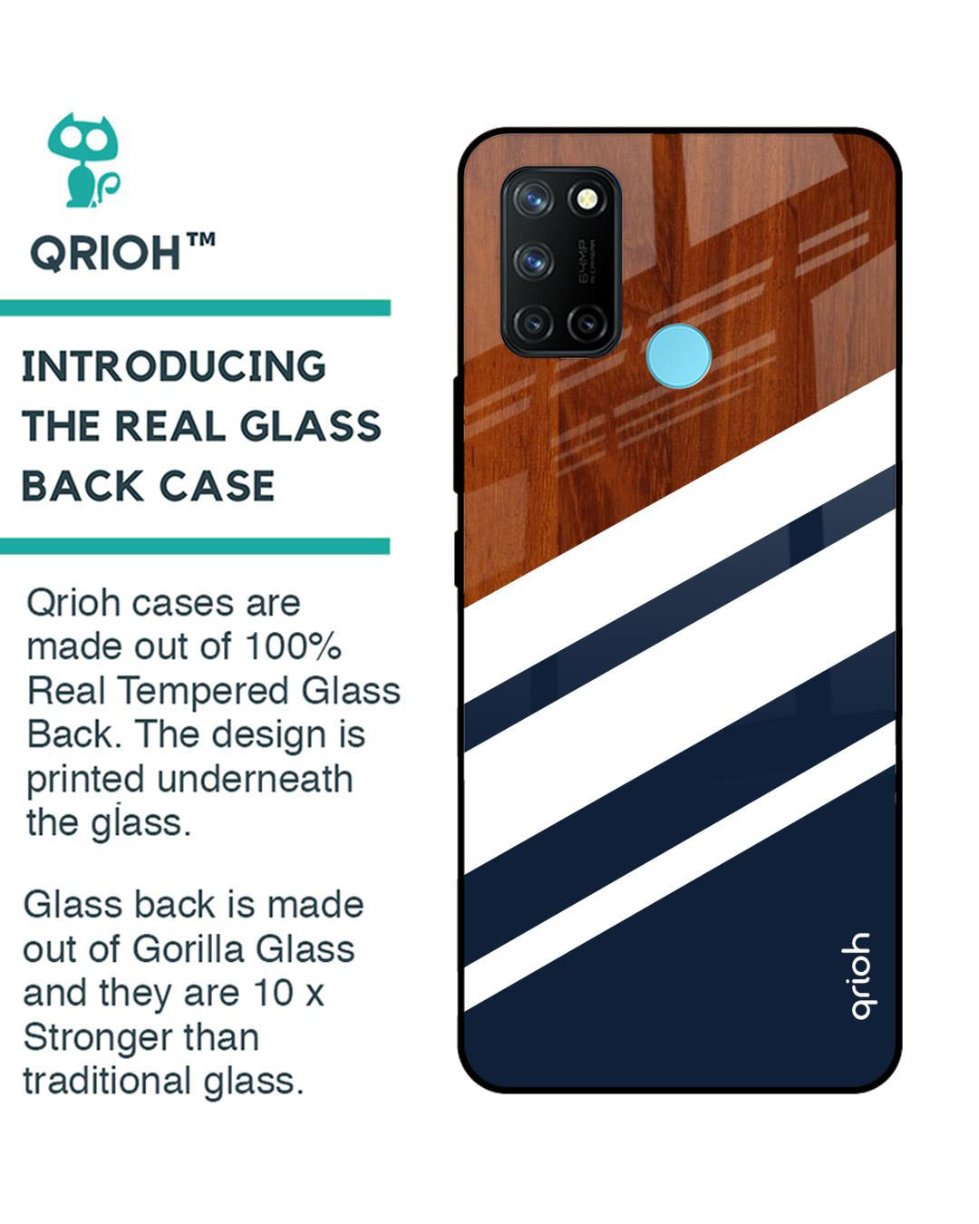 Shop Bold Stripes Printed Premium Glass Cover for Realme 7i (Shock Proof, Lightweight)-Back