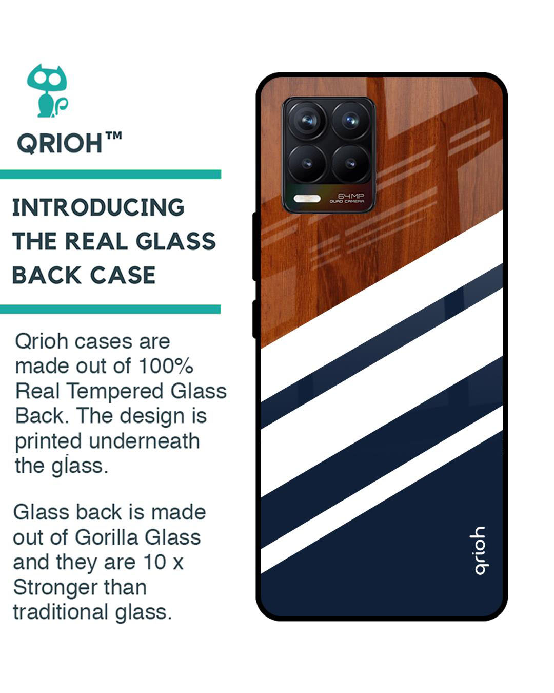 Shop Bold Stripes Printed Premium Glass Cover for Realme 8 Pro (Shock Proof, Lightweight)-Back