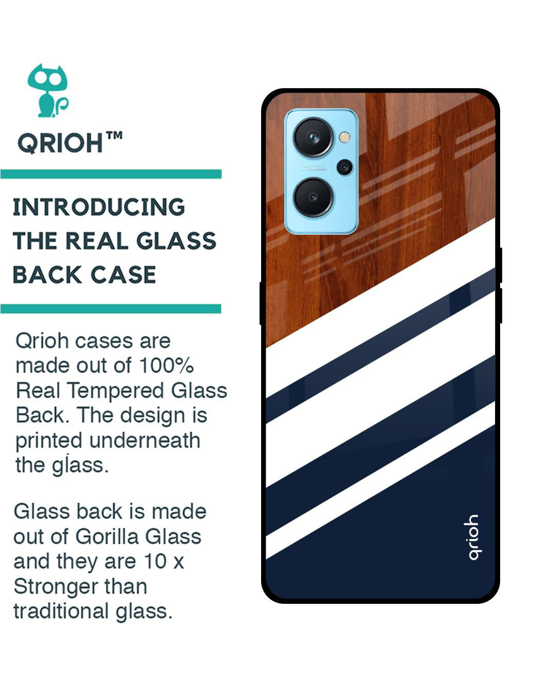 Shop Bold Stripes Printed Premium Glass Cover for Realme 9i (Shock Proof, Lightweight)-Back