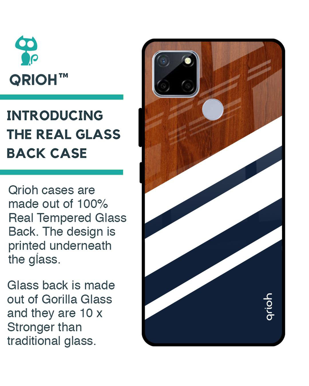 Shop Bold Stripes Printed Premium Glass Cover for Realme C12 (Shock Proof, Lightweight)-Back