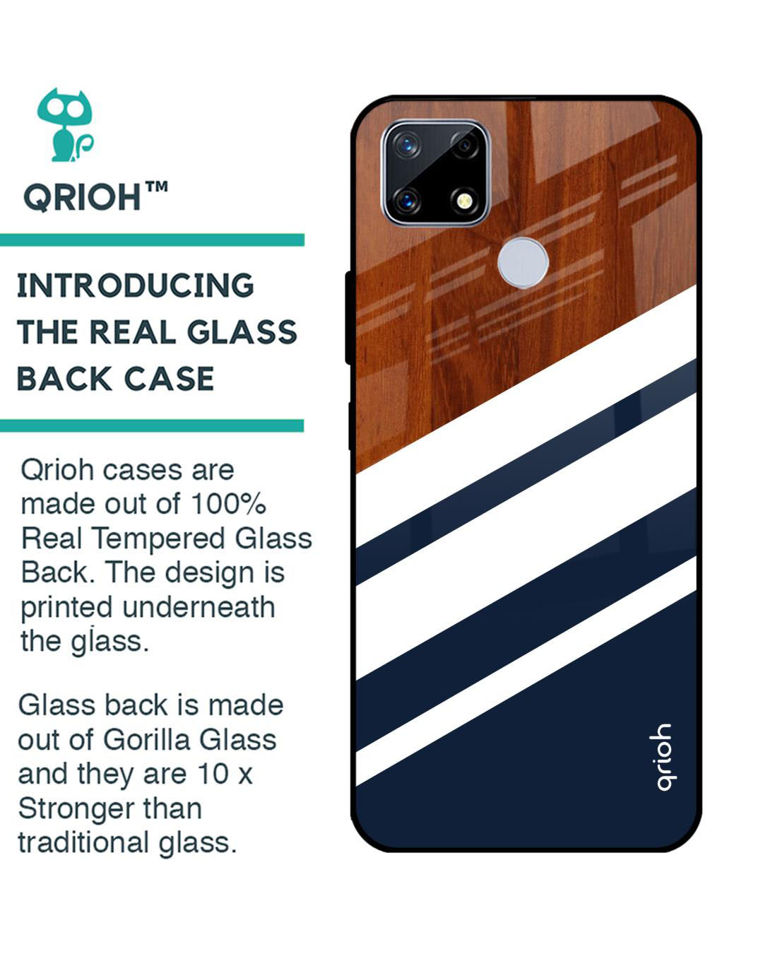 Shop Bold Stripes Printed Premium Glass Cover for Realme C25 (Shock Proof, Lightweight)-Back