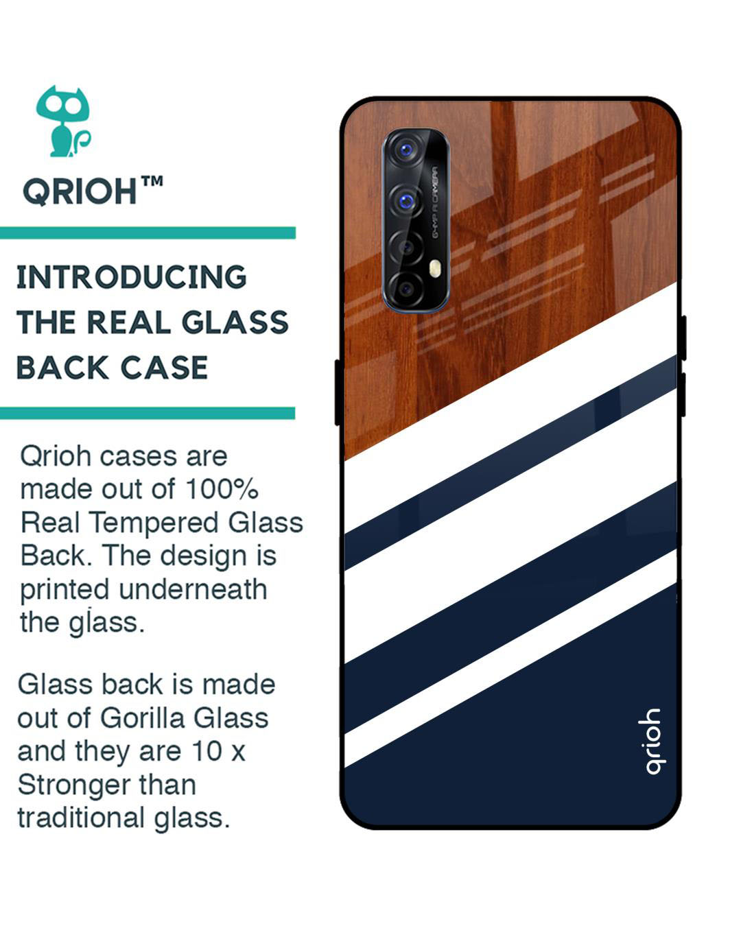 Shop Bold Stripes Printed Premium Glass Cover for Realme Narzo 20 Pro (Shock Proof, Lightweight)-Back
