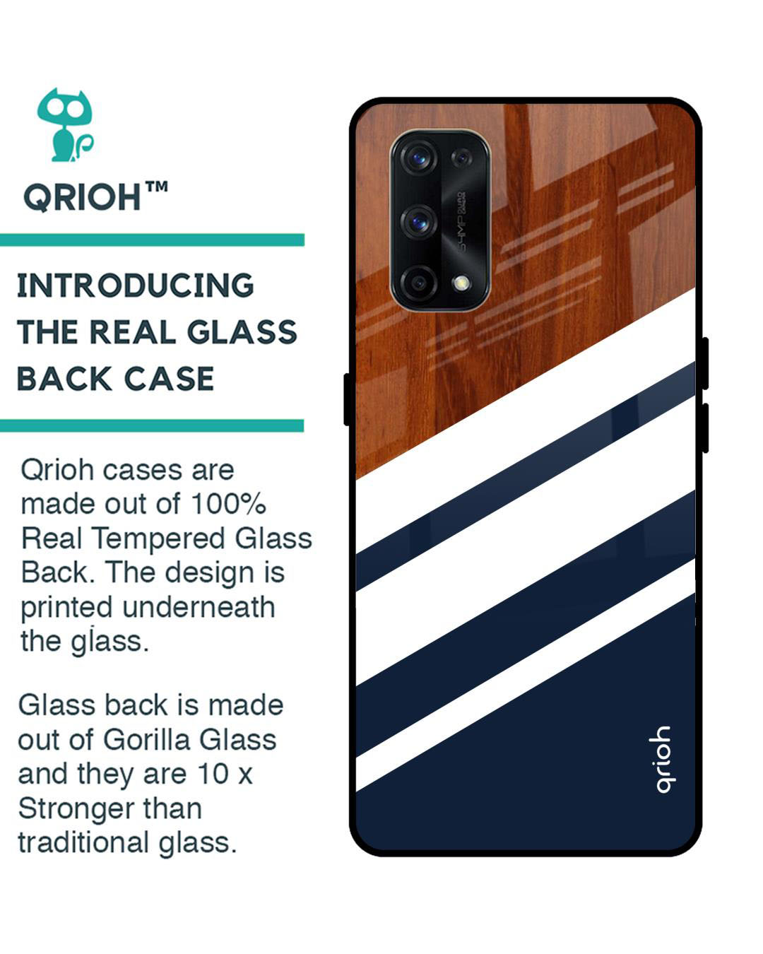 Shop Bold Stripes Printed Premium Glass Cover for Realme X7 Pro (Shock Proof, Lightweight)-Back