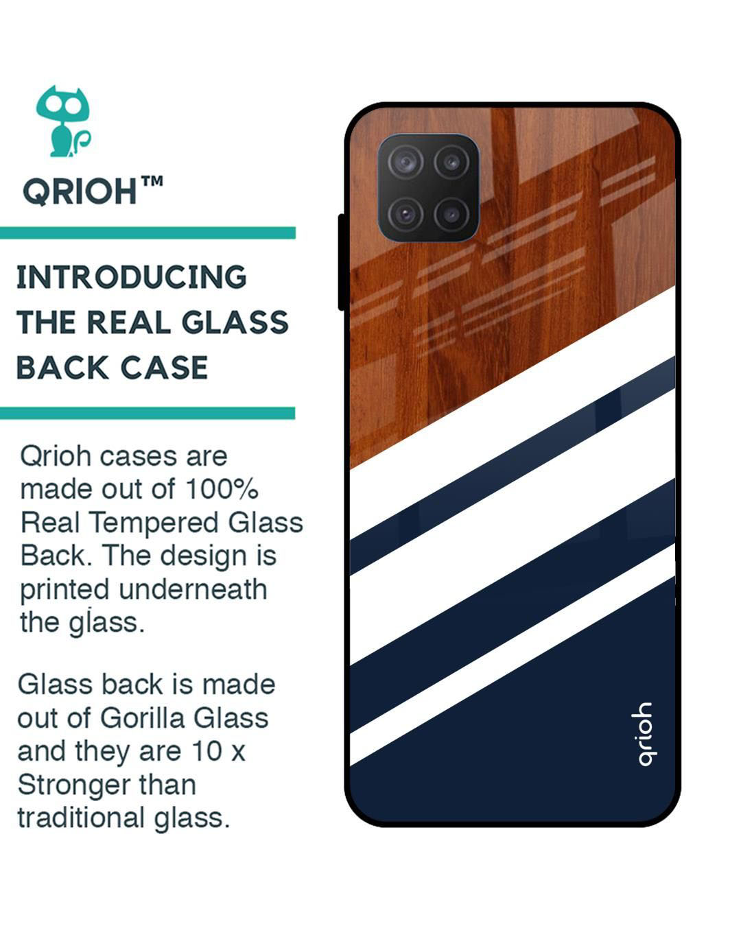 Shop Bold Stripes Printed Premium Glass Cover for Samsung Galaxy M12 (Shock Proof, Light Weight)-Back