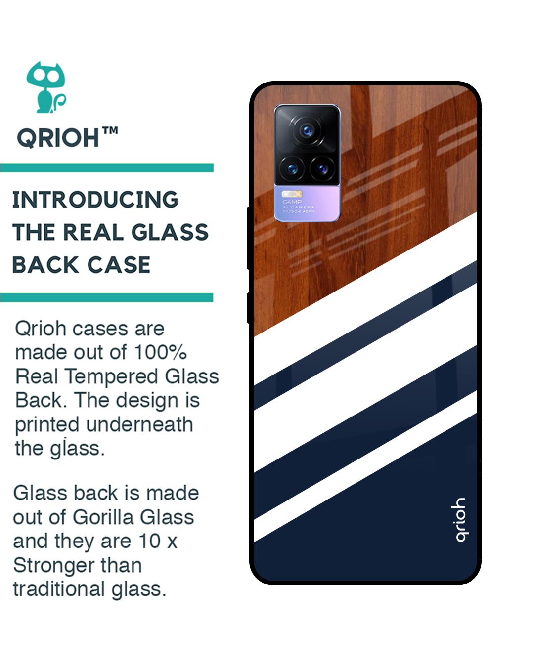 Shop Bold Stripes Printed Premium Glass Cover for Vivo Y73 (Shockproof, Light Weight)-Back