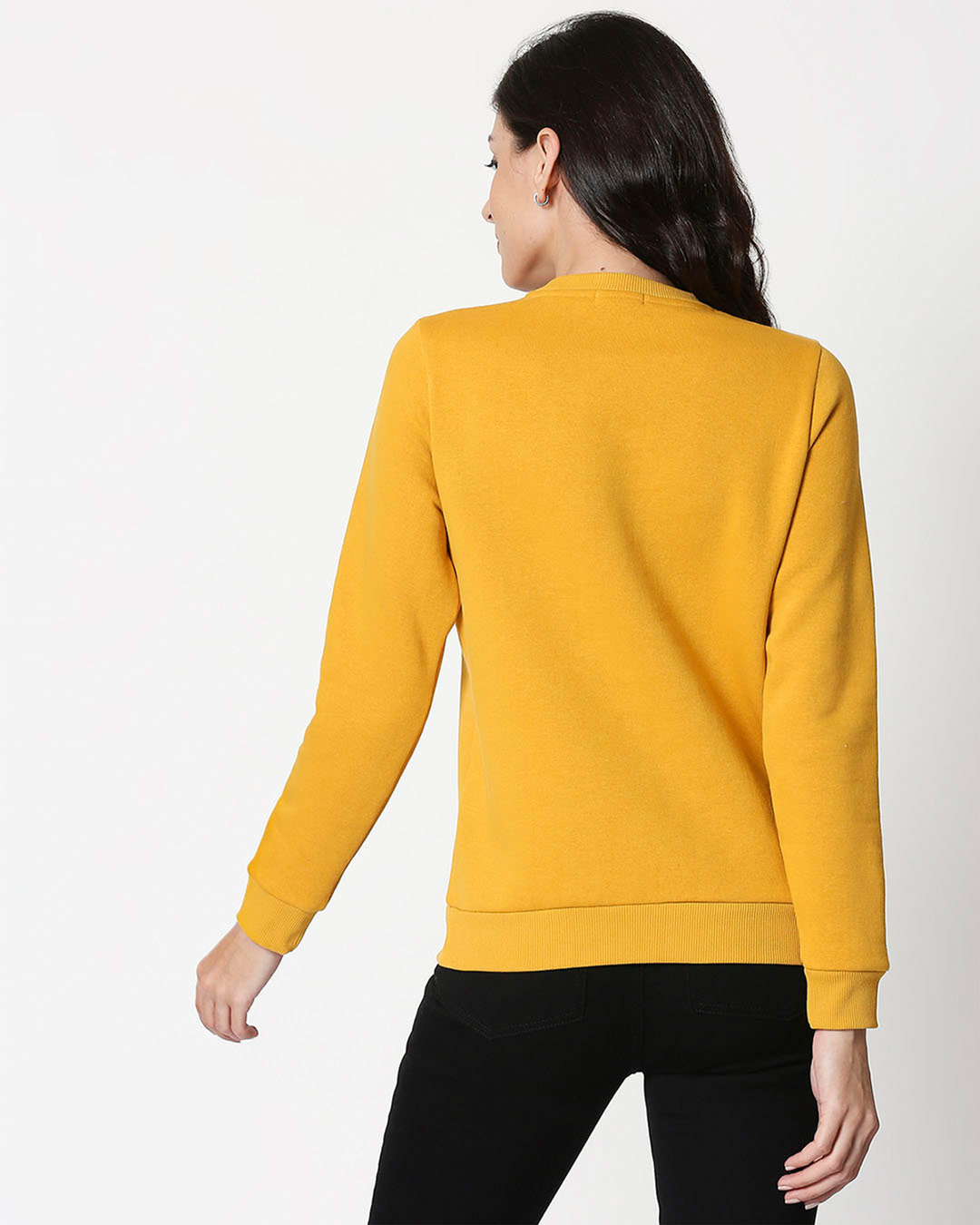 Shop Bonjour Heart Fleece Sweatshirt Mustard Yellow-Back