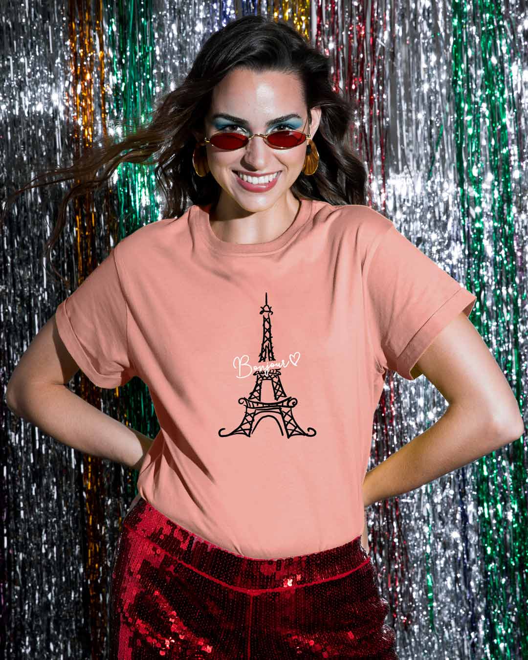 

Bonjour Paris Boyfriend T-Shirts Women' Printed Boyfriend T-Shirts Bewakoof.com, Pink