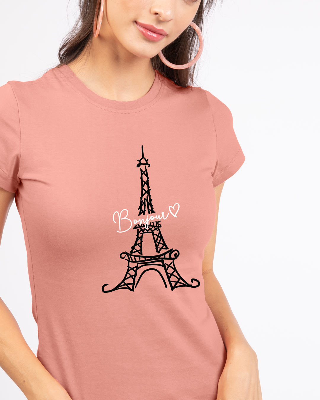 Shop Bonjour Paris Half Sleeve T-Shirt-Back
