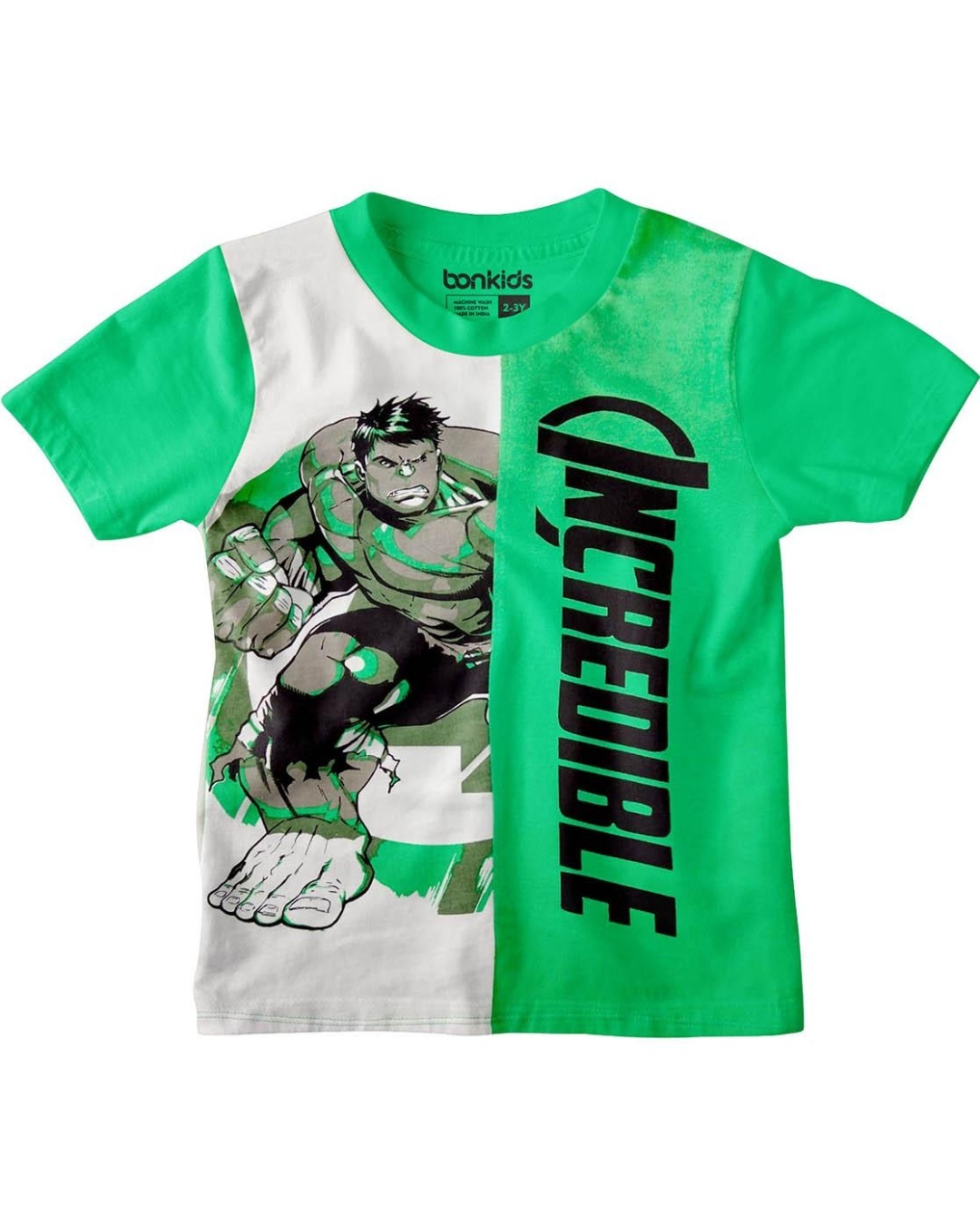 Buy Bonkids Boys Green Incredible Hulk Color Blocked T-shirt for Kids