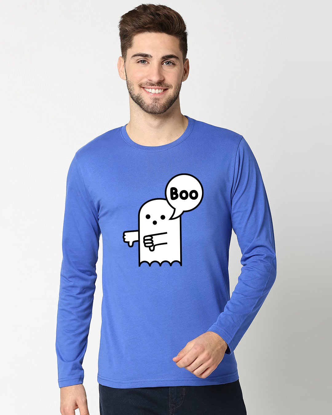 Shop BOO Full Sleeve T-Shirt Dazzling Blue-Back