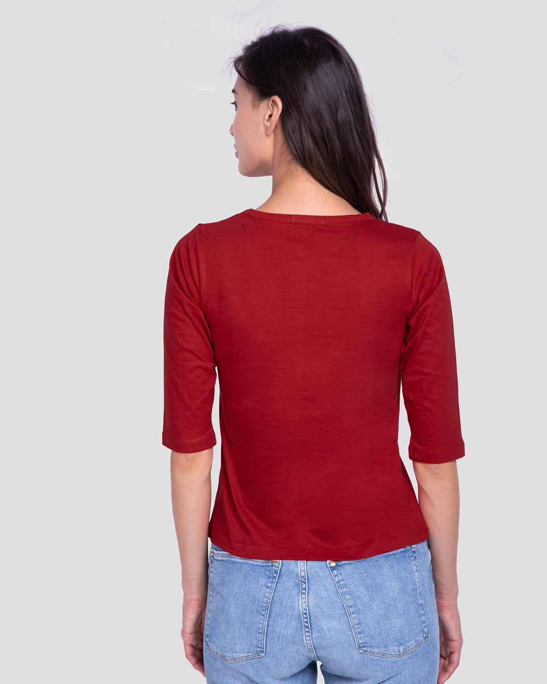 Shop Boo Pocket Stripe Round Neck 3/4 Sleeve T-Shirt-Back