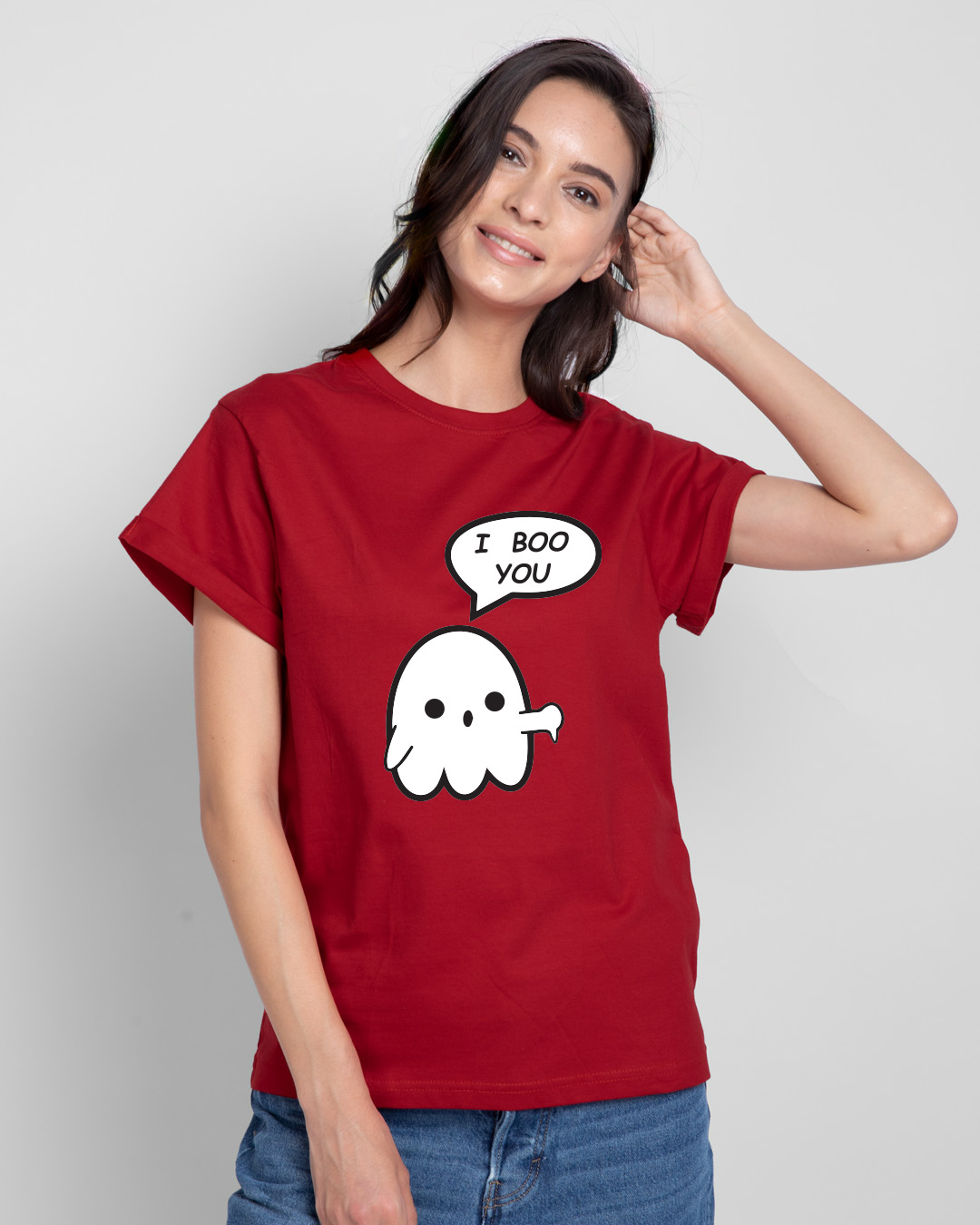 Shop Boo You Boyfriend T-Shirt Bold Red-Back