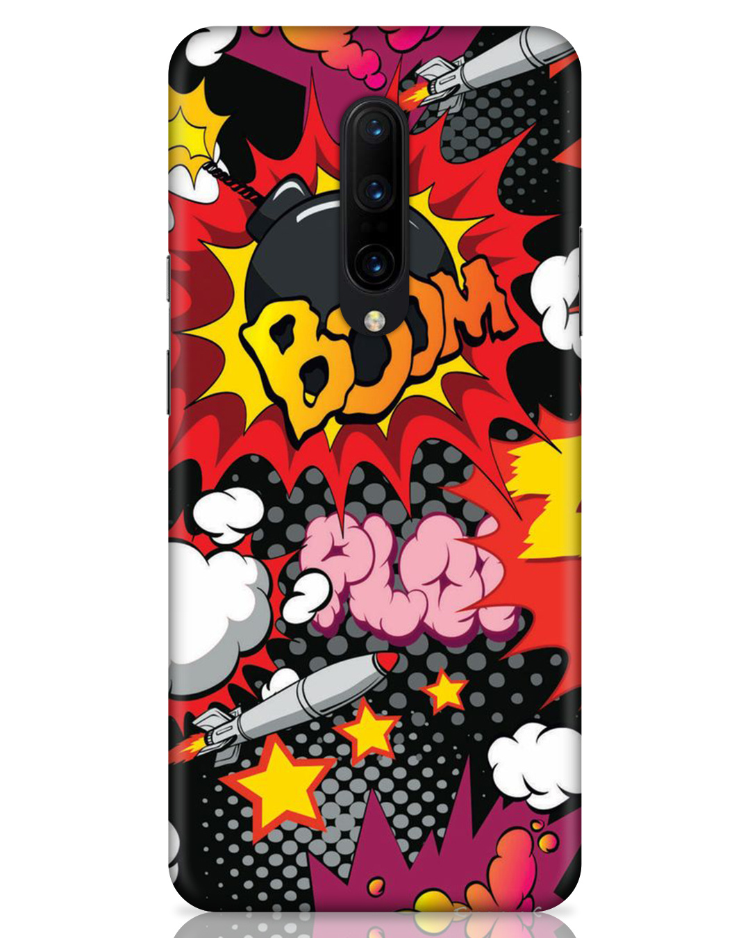 Shop Boom Red Abstract Printed Designer Hard Cover For OnePlus 7 Pro (Impact Resistant, Matte Finish)-Front
