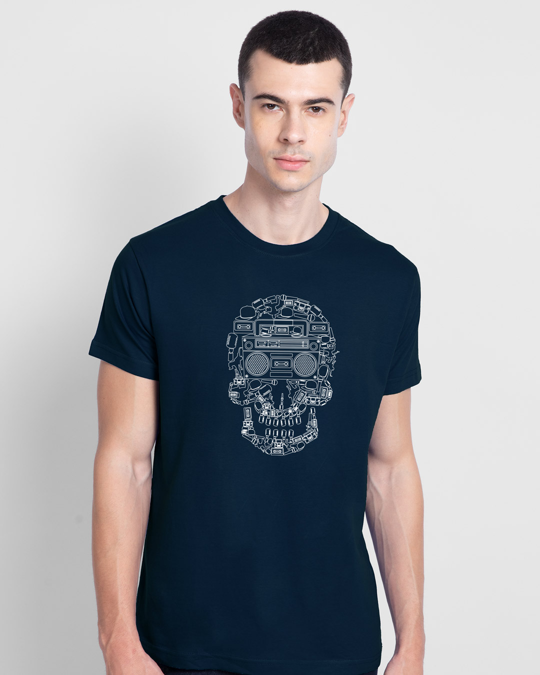 Shop Boombox Skull Half Sleeve T-shirt-Back