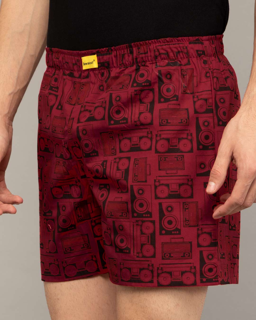 Shop Men's Red Boomboxes AOP Boxers-Back