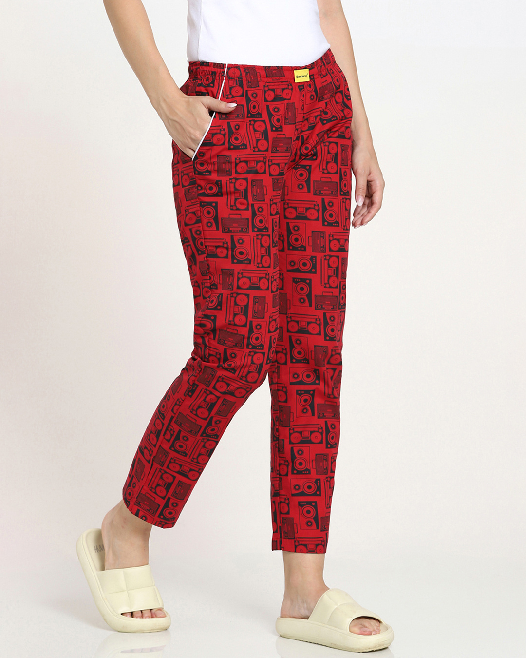 Shop Women's Red All Over Printed Pyjamas-Back