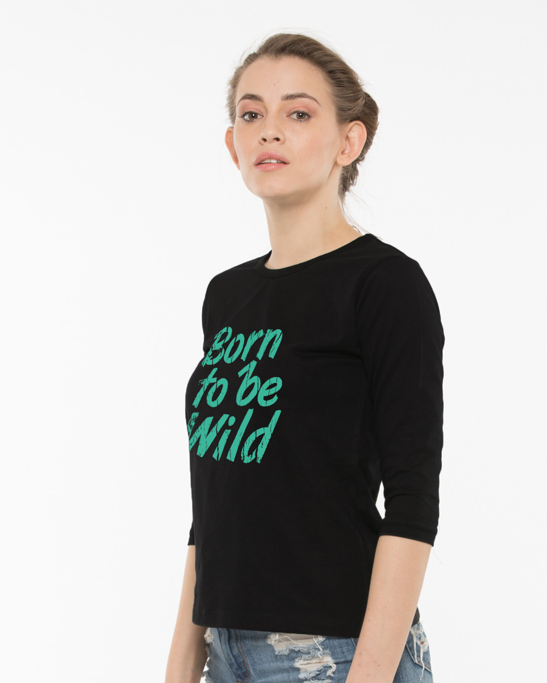 Shop Born To Be Wild Round Neck 3/4th Sleeve T-Shirt-Back