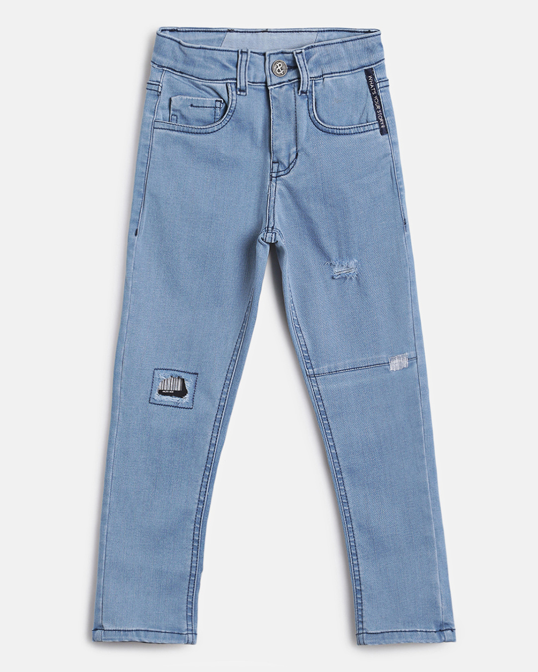 Boys Dark Blue Whiskered Denim Jeans