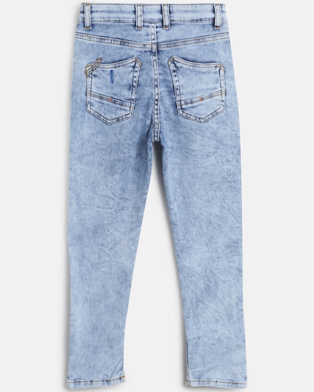 Shop Boys Blue Washed Slim Fit Jeans-Back