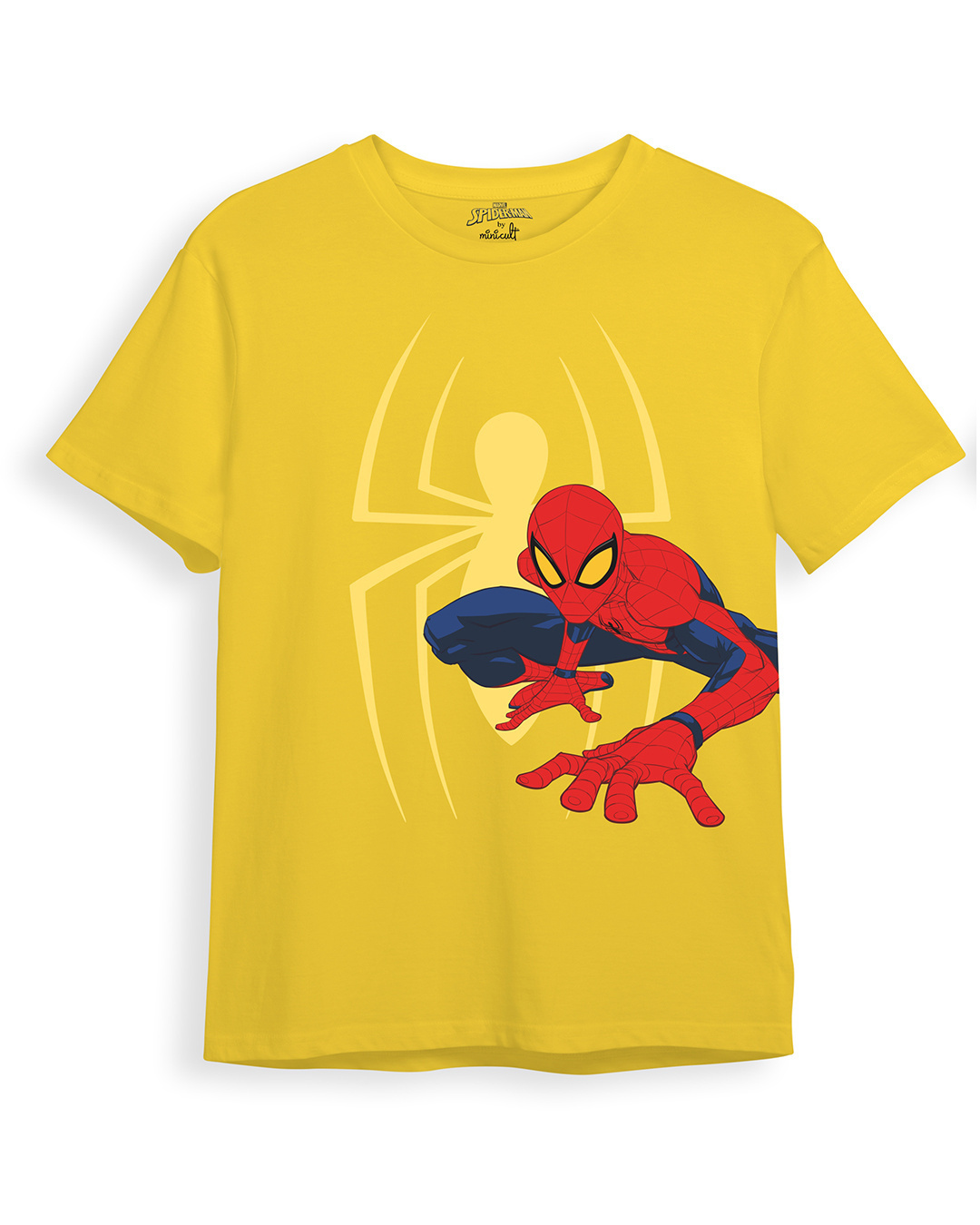 Buy Boys Yellow Spiderman Graphic Printed T-shirt Online at Bewakoof