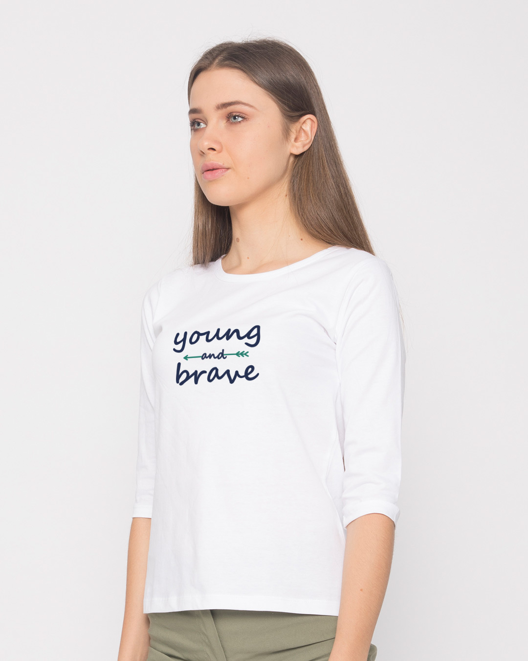 Shop Brave And Young Round Neck 3/4th Sleeve T-Shirt-Back
