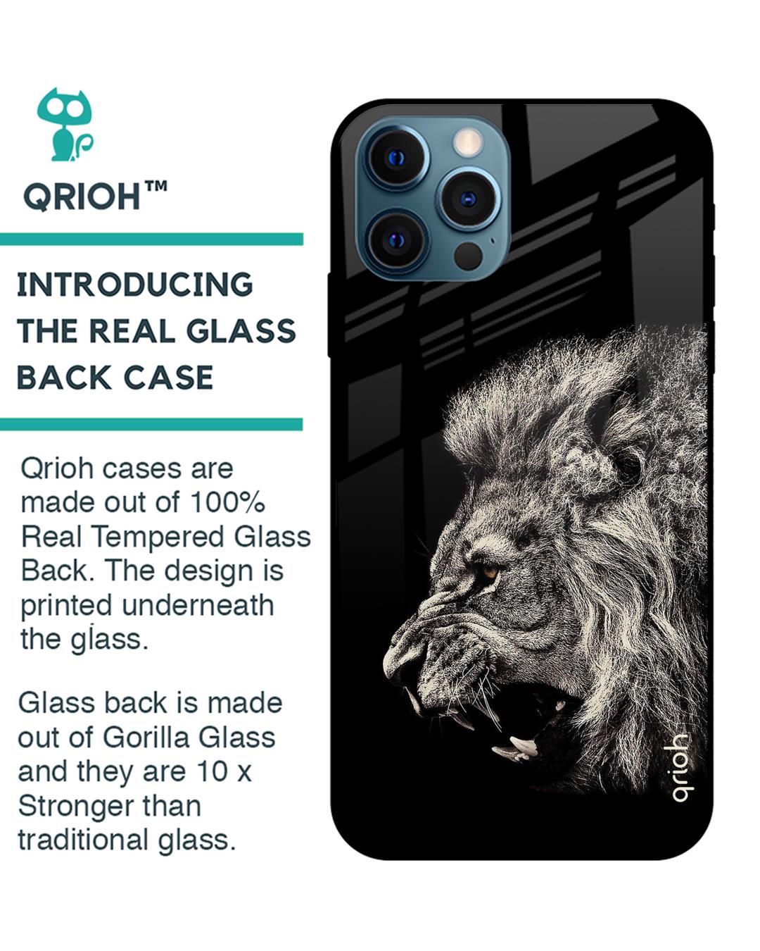 Shop Iphone 12 Pro Max Brave Lion Glass Case-Back