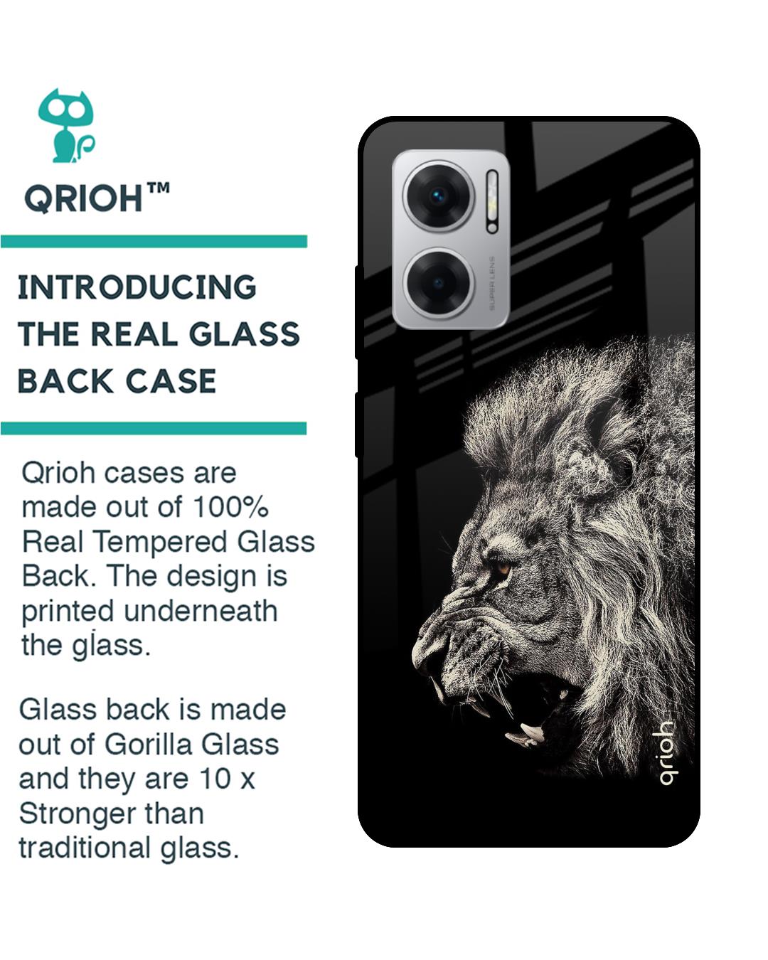 Shop Brave Lion Printed Premium Glass case for Redmi 11 Prime 5G (Shock Proof,Scratch Resistant)-Back