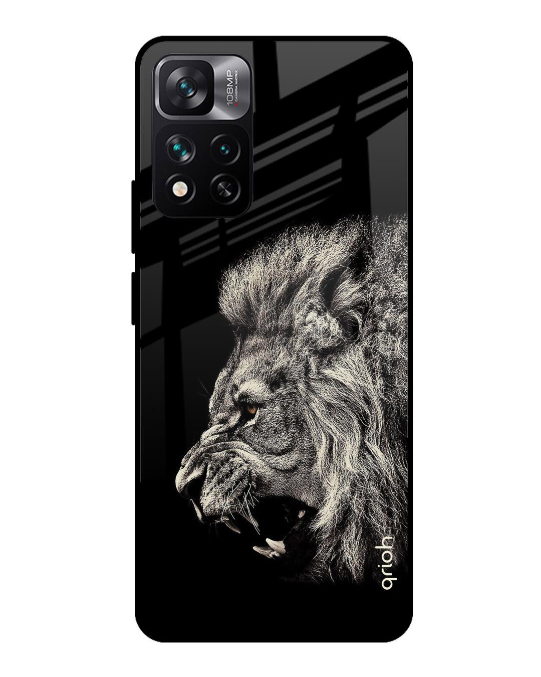 Shop Brave Lion Printed Premium Glass Cover for Mi 11i HyperCharge (Shockproof, Light Weight)-Back