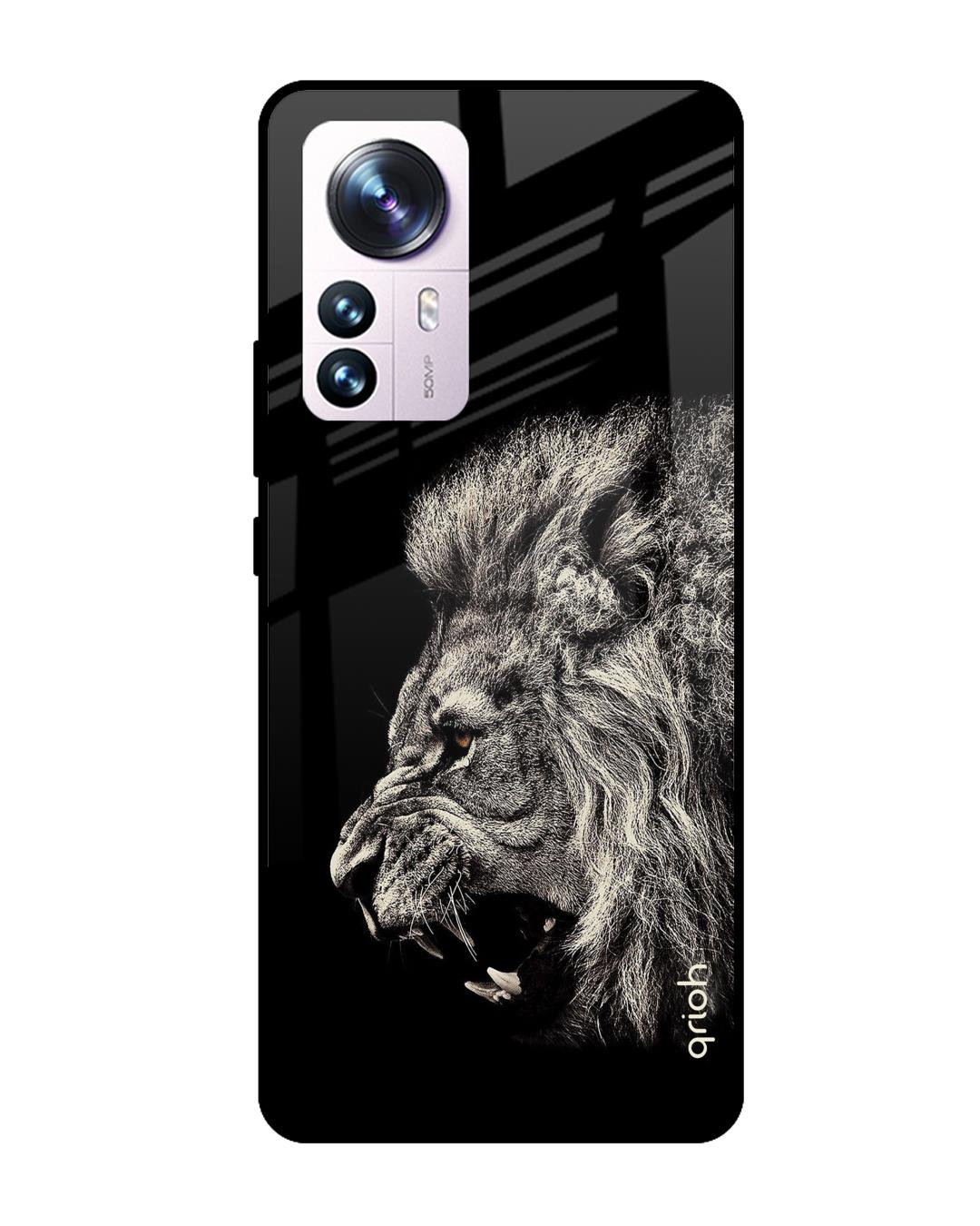Shop Brave Lion Printed Premium Glass Cover for Mi 12 Pro 5G (Shockproof, Light Weight)-Back