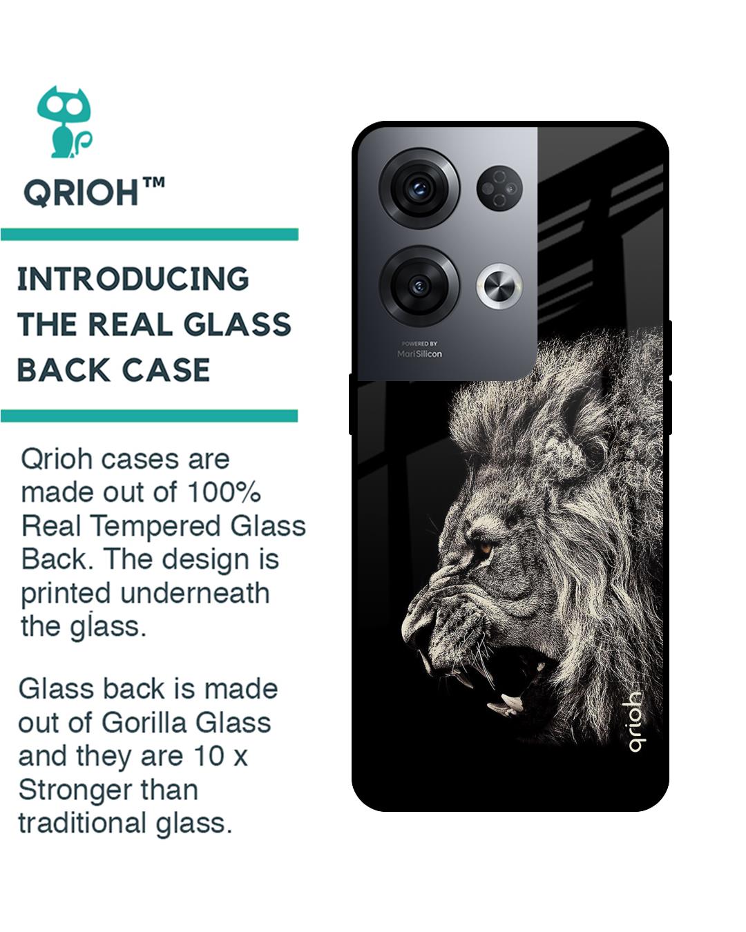 Shop Brave Lion Printed Premium Glass Cover for Oppo Reno8 Pro 5G (Shockproof, Light Weight)-Back