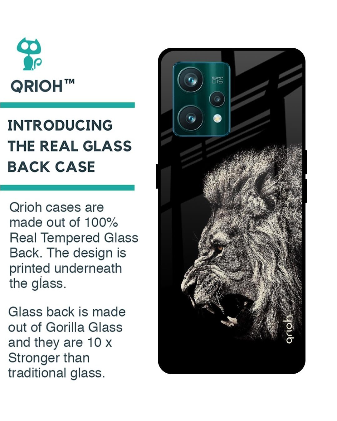 Shop Brave Lion Printed Premium Glass Cover For Realme 9 Pro 5G (Shockproof, Light Weight)-Back