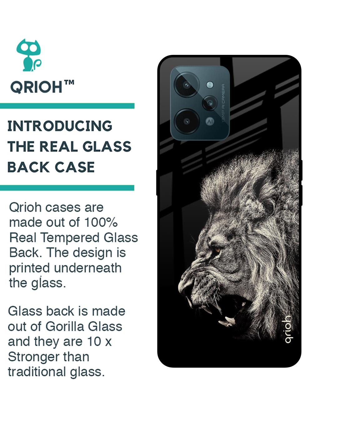 Shop Brave Lion Printed Premium Glass Cover for Realme C31 (Shockproof, Light Weight)-Back