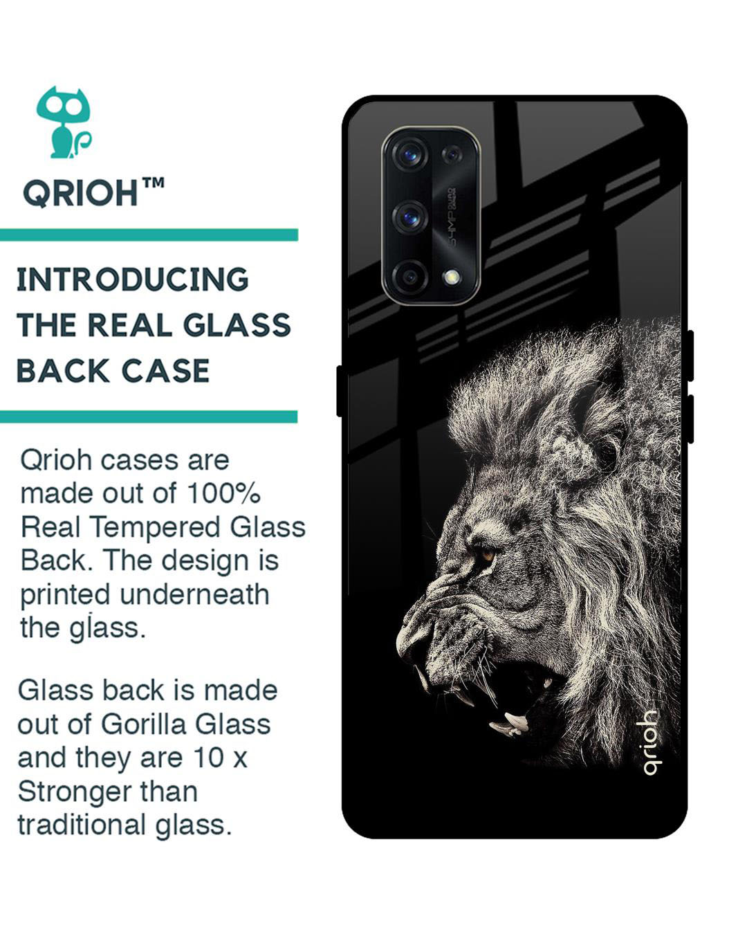 Shop Brave Lion Printed Premium Glass Cover for Realme X7 Pro (Shock Proof, Lightweight)-Back