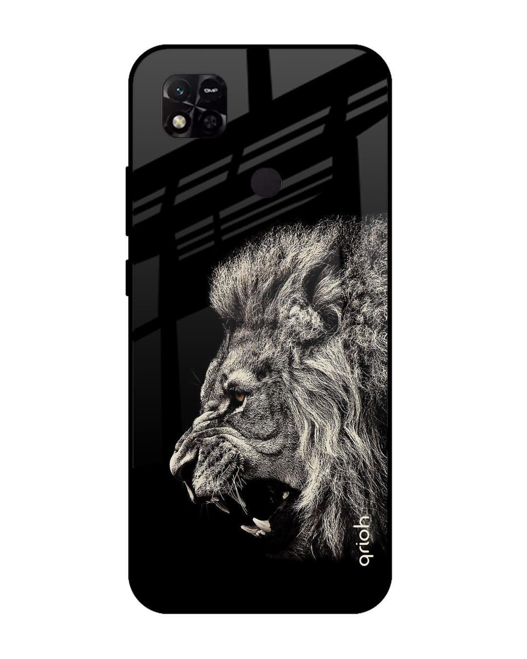 Shop Brave Lion Printed Premium Glass Cover for Redmi 10A (Shockproof, Light Weight)-Back