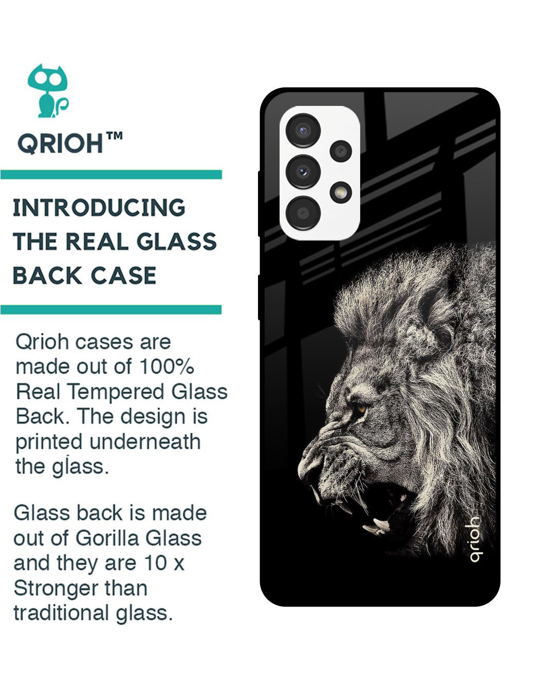 Shop Brave Lion Printed Premium Glass Cover for Samsung Galaxy A13 (Shockproof, Light Weight)-Back
