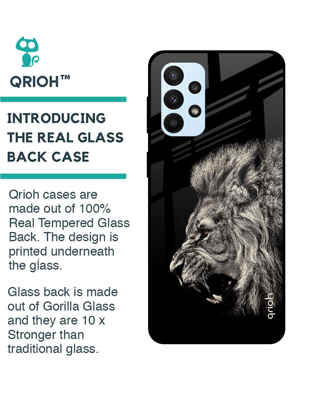 Shop Brave Lion Printed Premium Glass Cover for Samsung Galaxy A23 (Shockproof, Light Weight)-Back