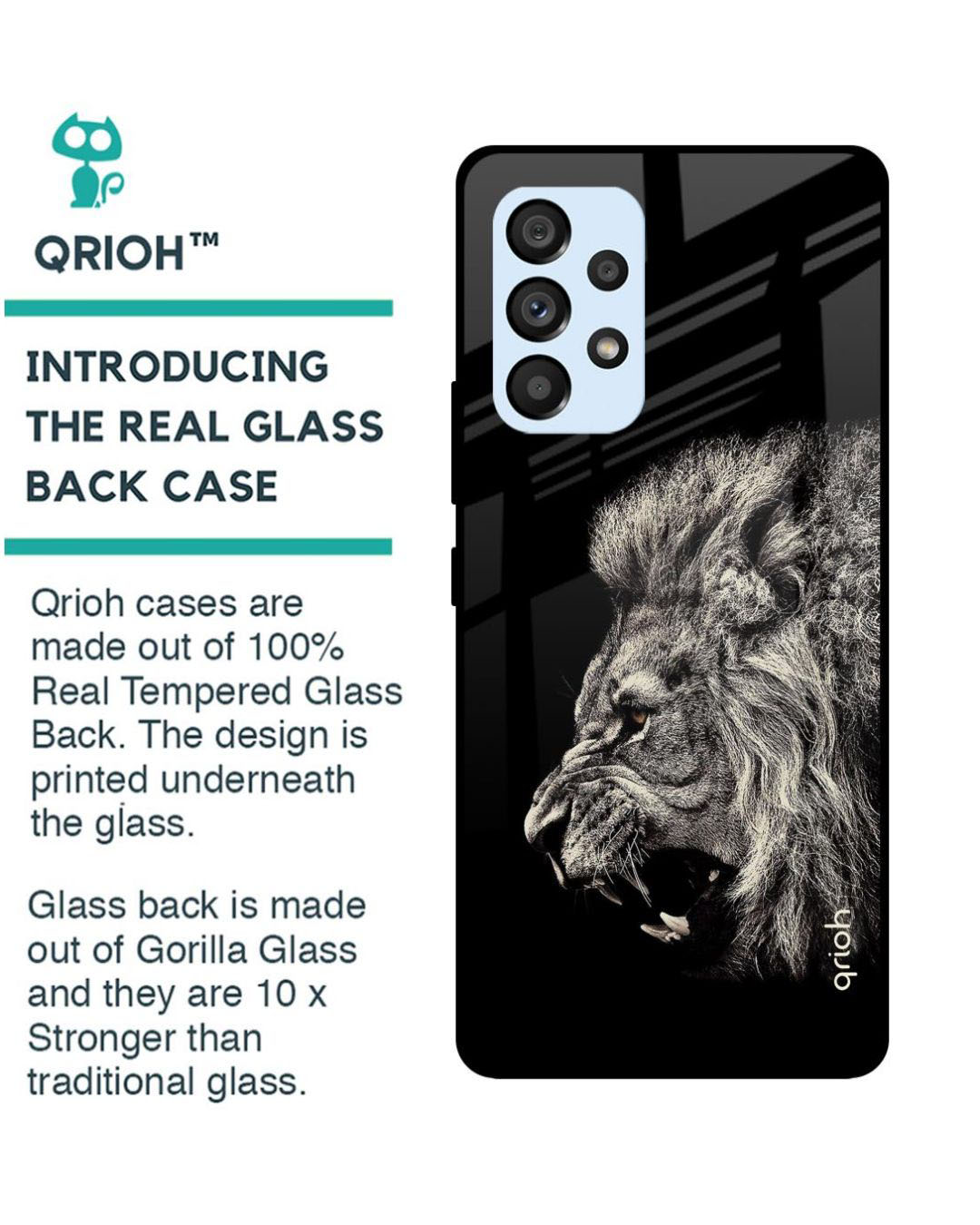 Shop Brave Lion Printed Premium Glass Cover for Samsung Galaxy A53 5G (Shock Proof, Light Weight)-Back