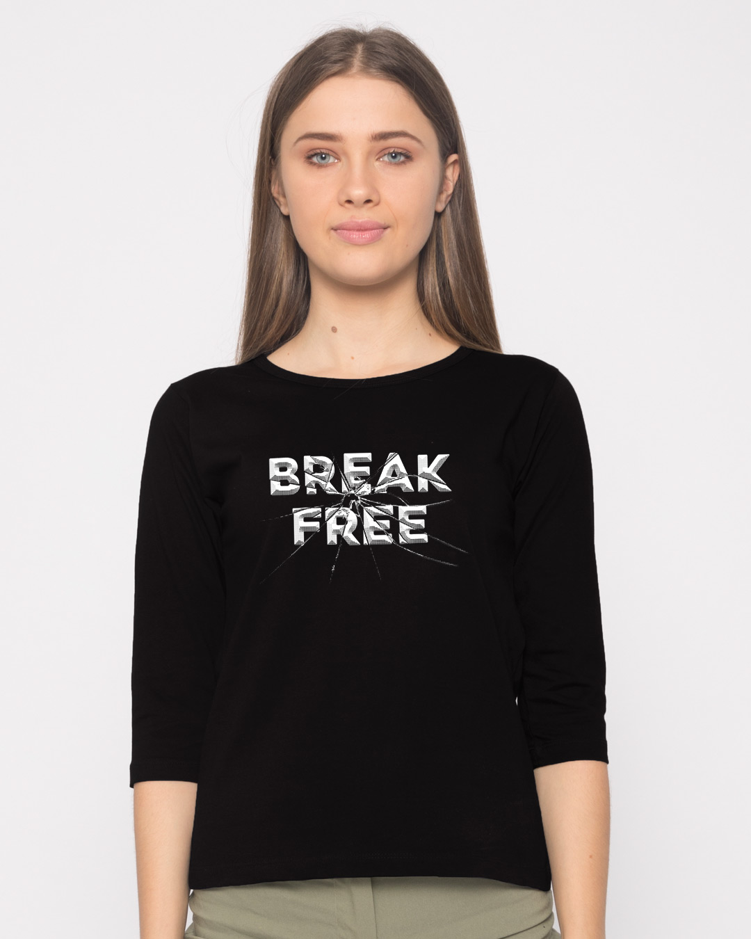 Shop Break Free Round Neck 3/4th Sleeve T-Shirt-Back