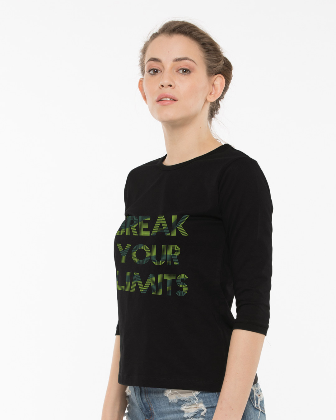 Shop Break Your Limits Round Neck 3/4th Sleeve T-Shirt-Back