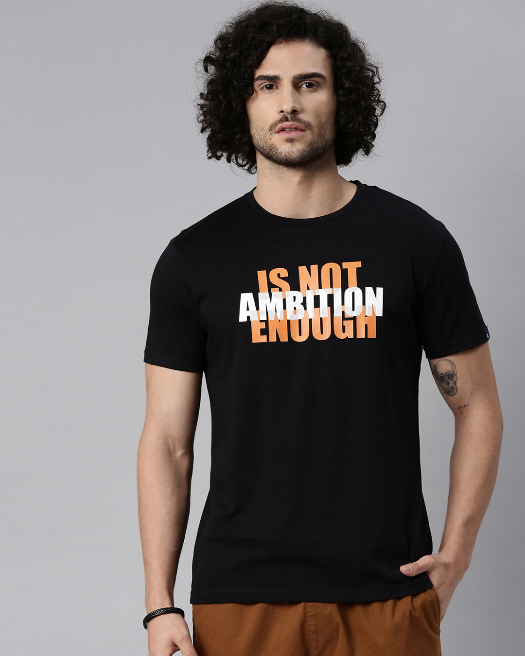 Buy Men's Black Regular Fit Printed Tshirt Online at Bewakoof