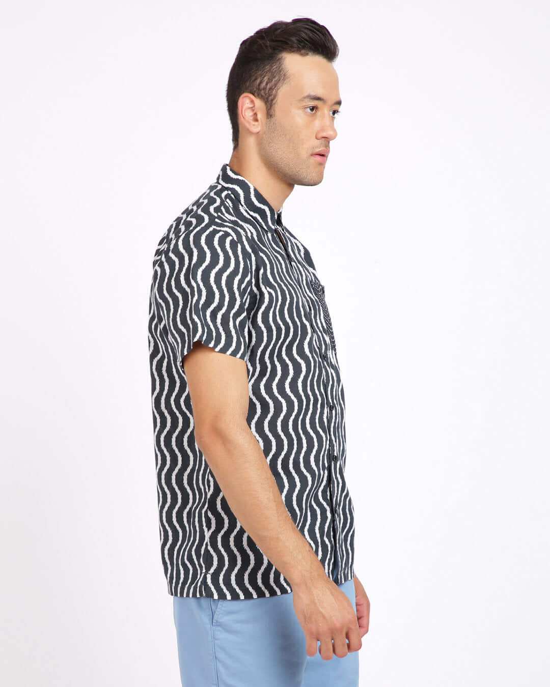Shop Men's Grey Regular Fit Printed Half Sleeve Shirt-Back