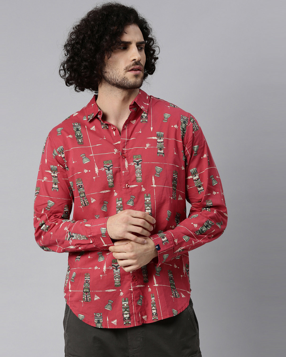 Shop Men's Red Regular Fit Full Sleeve Shirt-Back