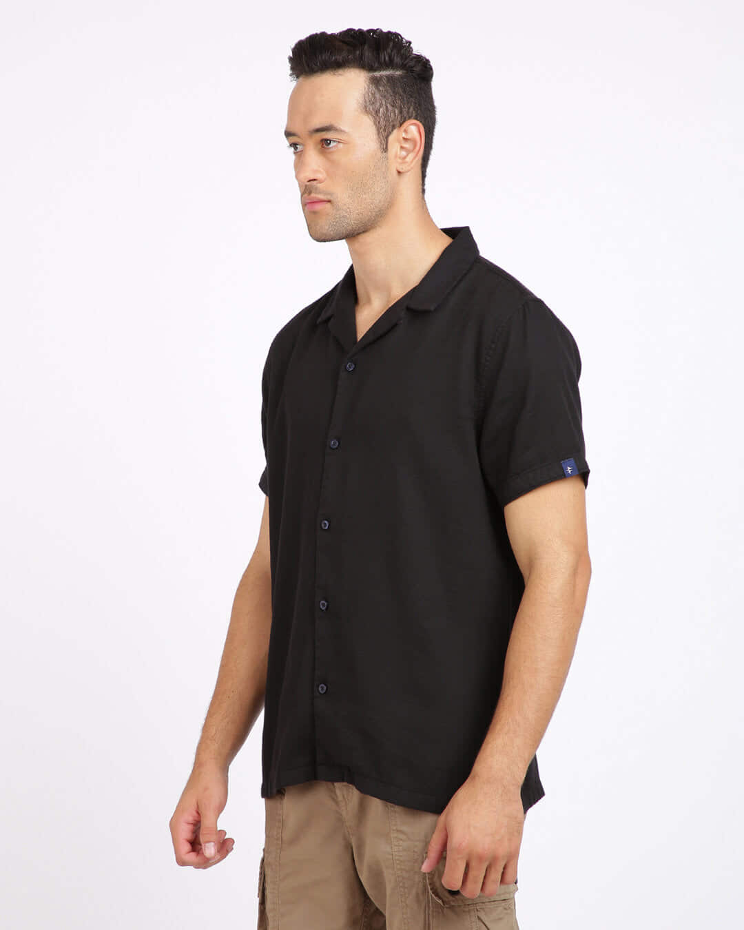 Shop Men's Black Regular Fit Half Sleeve Shirt-Back