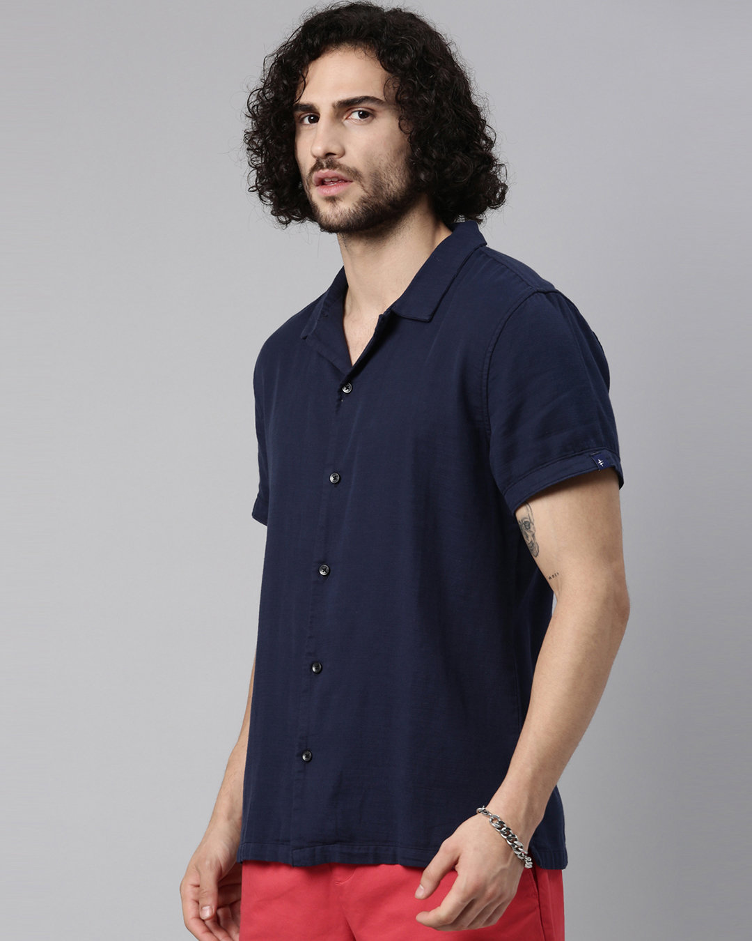 Shop Men's Navy Blue Regular Fit Shirt-Back