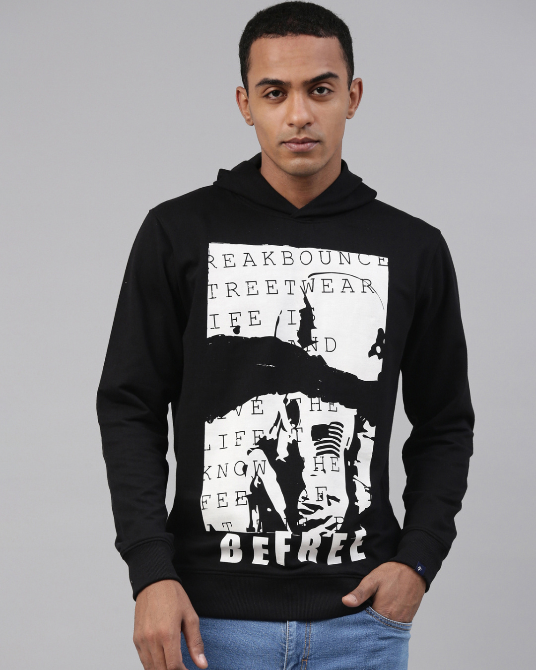 Buy Breakbounce Men's Black Hooded Sweatshirt for Men Black Online at ...