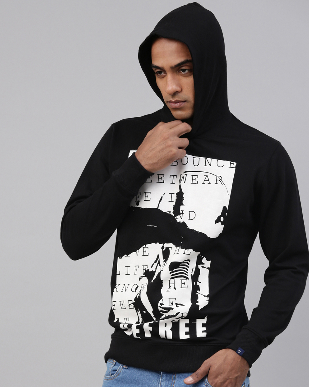 Shop Men's Black Hooded  Sweatshirt-Back