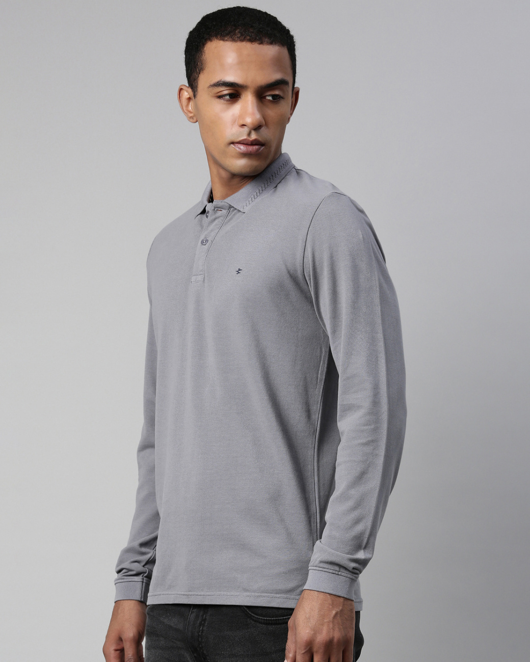 Shop Men's Dark Grey Melange Polo  T Shirt-Back