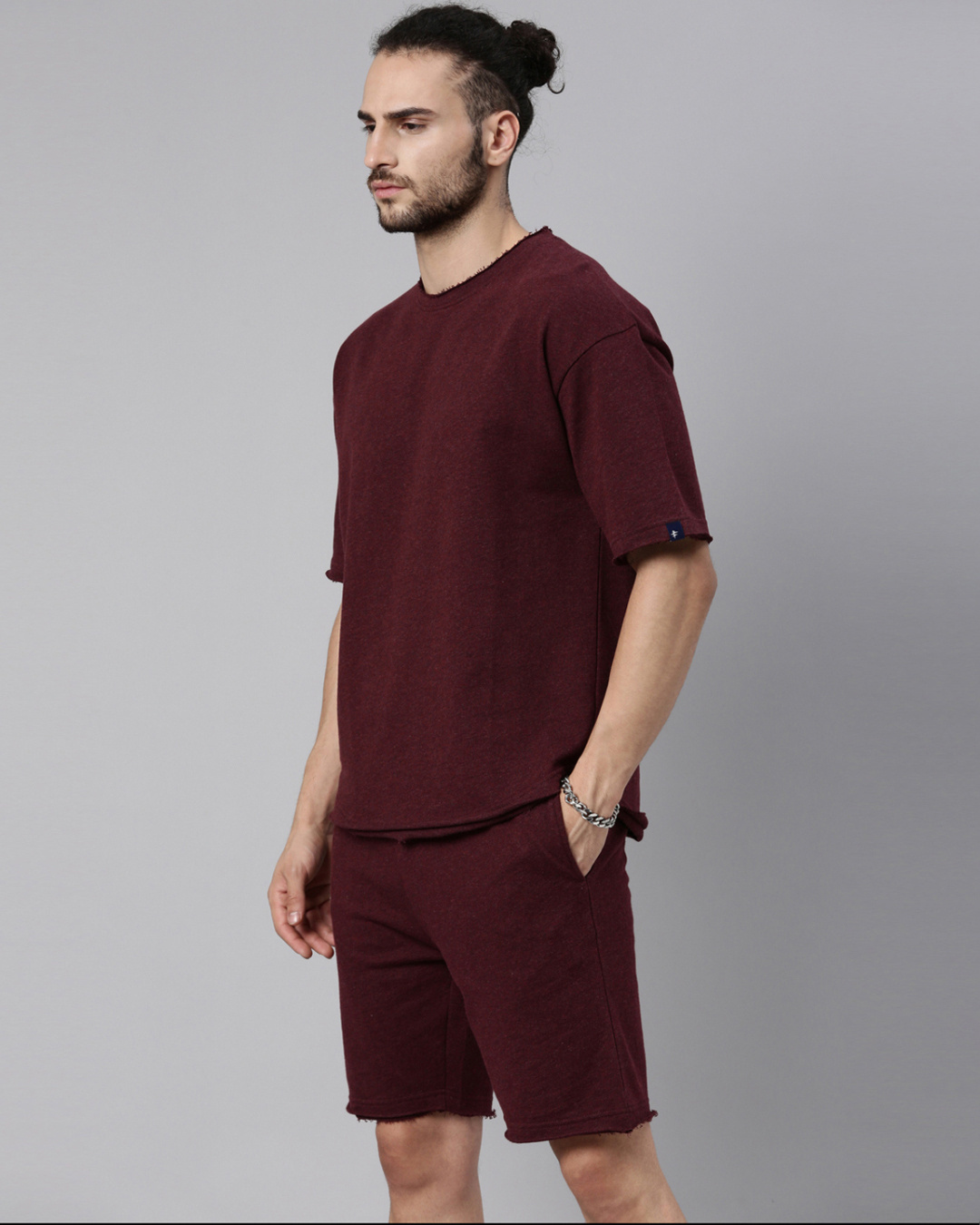 Shop Men's Maroon Knitted Lounge Shorts-Back