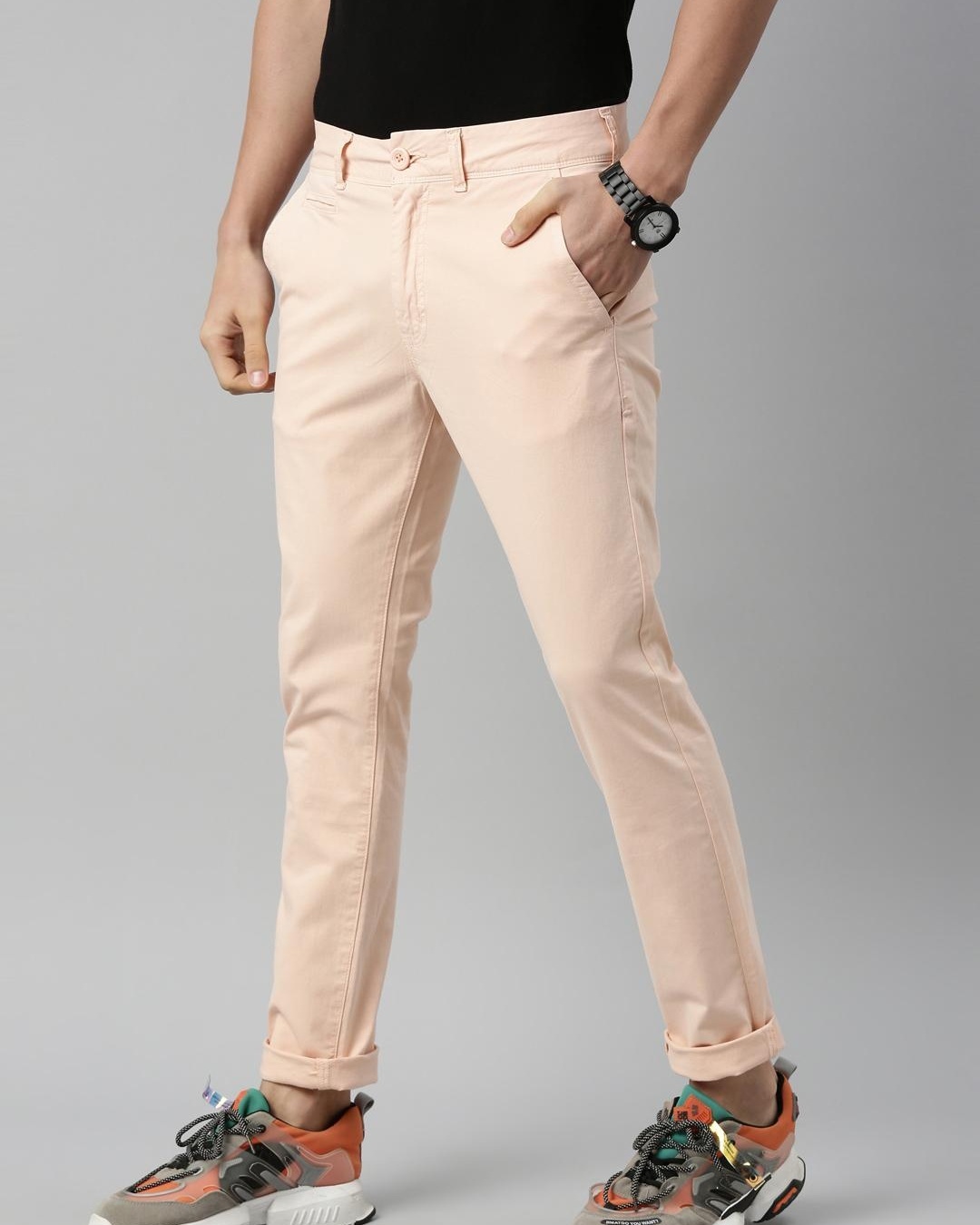 Shop Men's Pink Relaxed Fit Trousers-Back