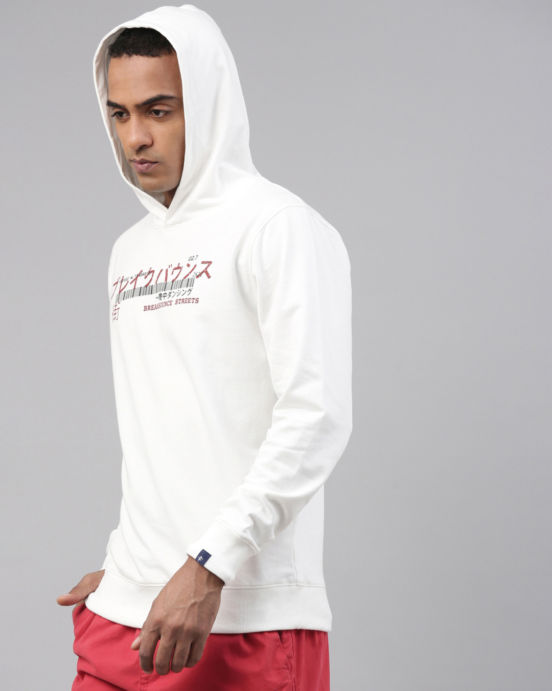 Shop Men's White Hooded  Sweatshirt-Back
